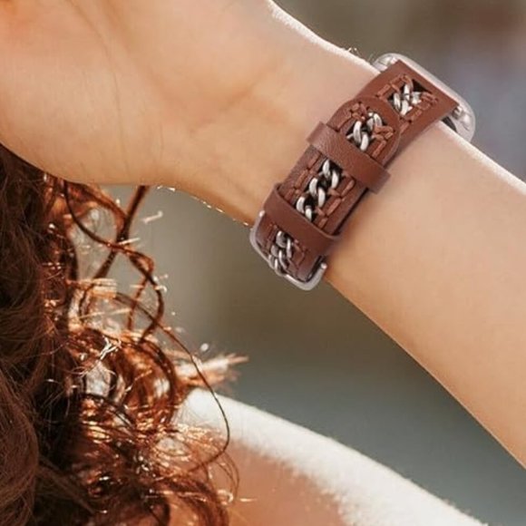 NEW Brown Luxury Leather Apple Watch Band main image 4